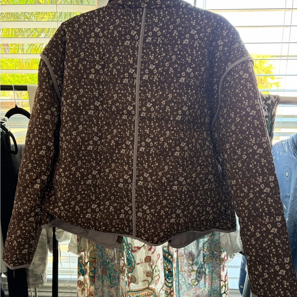 Thread & Supply Brown and Lavender Quilted Floral Utility Jacket - Picture 3 of 4